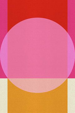 Abstracte neon geometrische kunst in rood, roze, geel van Abstract Minimalist Art