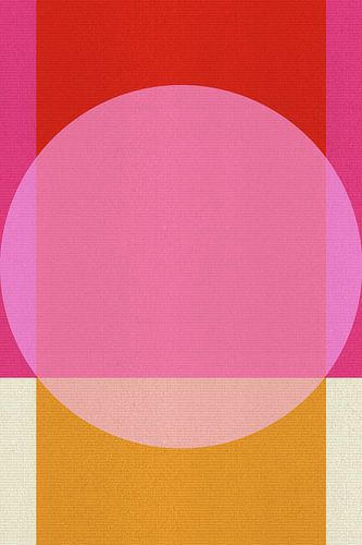 Abstracte neon geometrische kunst in rood, roze, geel