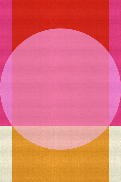 Abstrakte neonfarbene geometrische Kunst in Rot, Rosa, Gelb von Abstrakte minimalistische Kunst