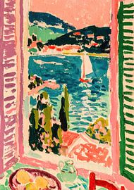 Mediterraner Fensterblick mit Segelboot von Niklas Maximilian