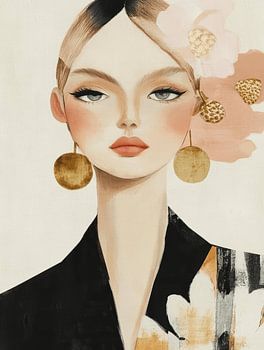 Portrait moderne dans des couleurs pastel et noires