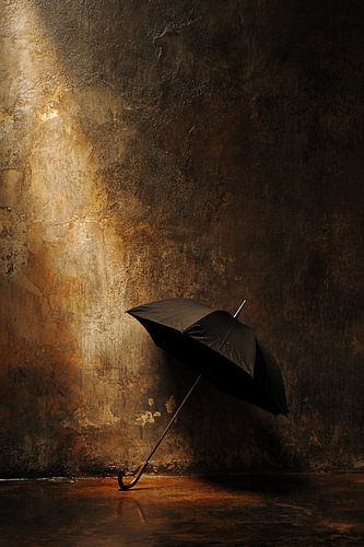 Vieux parapluie dans un coin rustique