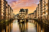 Gedempte burcht in de Speicherstadt in Hamburg