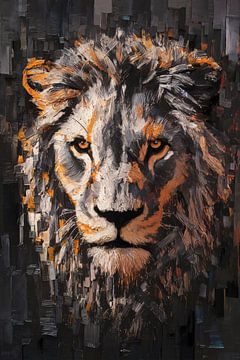 Lion majestueux aux couleurs vives sur De Muurdecoratie
