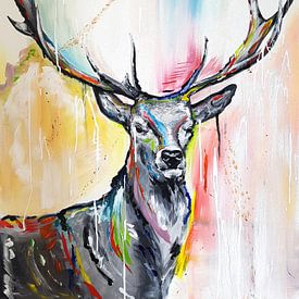 Abstract Deer with beautiful colors by Ferry Geutjes