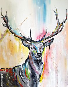 Abstrakte Hirsche mit schönen Farben von Ferry Geutjes