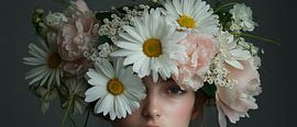 Floral wreath and gentle gaze by Poster Art Shop