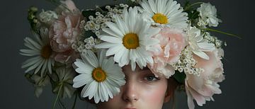 Floral wreath and gentle gaze by Poster Art Shop