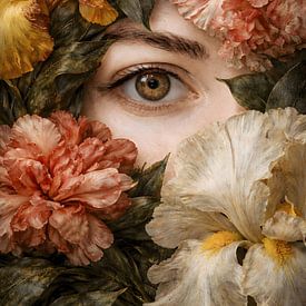 Un regard caché parmi les fleurs sur Mariëlle Dekker, Digital Art