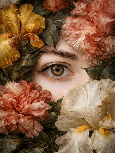 Un regard caché parmi les fleurs sur Mariëlle Dekker, Digital Art