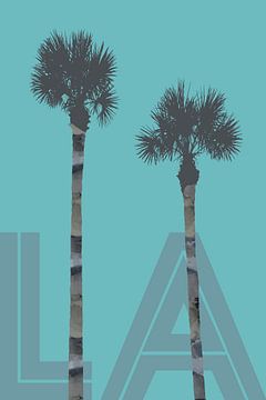 Graphic Art PALM TREES LA | turquoise by Melanie Viola