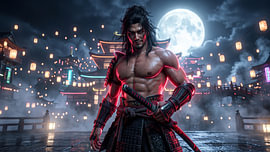 Samurai Japan in der Neonkultur von my pixel art