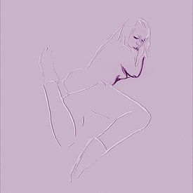 Opwindende vrouw digitale tekening schilderij sexy sensuele aanlokkelijke erotische aantrekkelijke liggende luierende begeerlijke mooie dame lekker wijf van VenVision Art