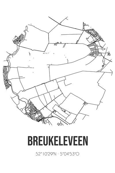 Breukeleveen (Noord-Holland) | Map | Black and White by Prints of Place