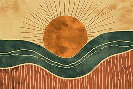 Bauhaus Japandi Abstract van Kunst Kriebels