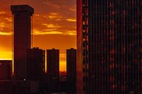 Zonsondergang in Rotterdam | zicht op de Rotterdam en Zalmhaventoren in aanbouw | Nederland Photo print