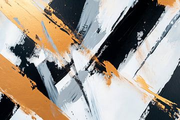 Golden accents on black and white abstract by Poster Art Shop