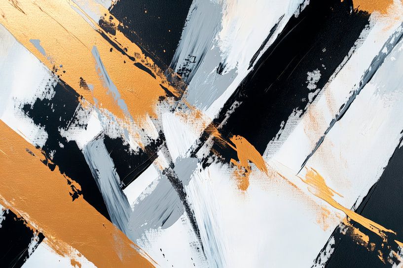 Golden accents on black and white abstract by Poster Art Shop