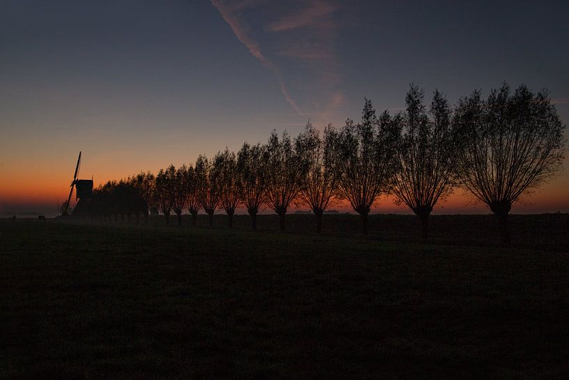 Windmill of Kockengen at sunset by Jeroen Stel
