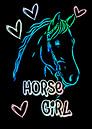 Horse Girl Reiten Pferde neon auf schwarz von KalliDesignShop Miniaturansicht
