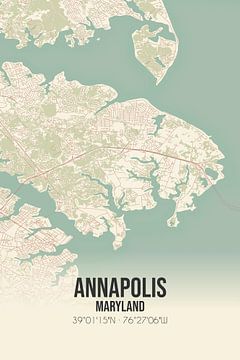 Alte Karte von Annapolis (Maryland), USA. von Rezona
