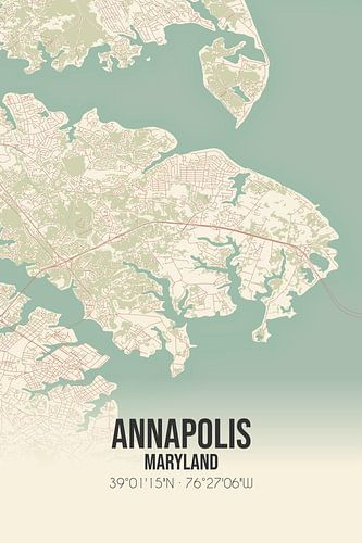 Vintage landkaart van Annapolis (Maryland), USA.