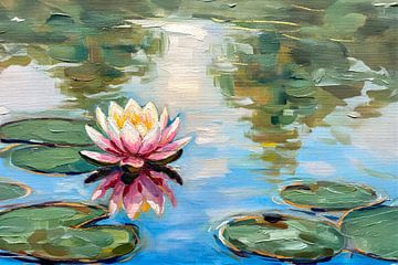 Impressionistische Seerose in einem Teich von Studio Pieternel