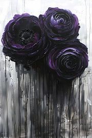 Large Abstract Flowers in Black and Purple by Art & Soul Creations