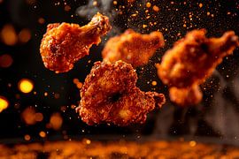 Kross gebratene Flügel in der Luft von Poster Art Shop