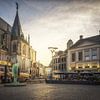Het plein van Zwolle Overijssel tijdens de zonsondergang van Bart Ros