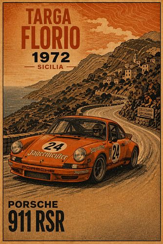 Affiche vintage de la Targa Florio 911 RSR