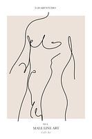 Male line art - torso man beige