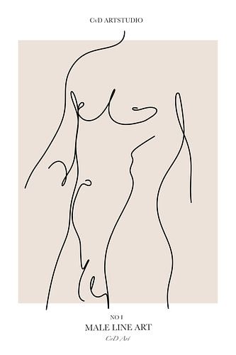 Male line art - torso man beige
