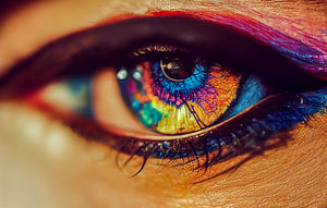 Portrait eines Regenbogenfarben Auge Illustration
