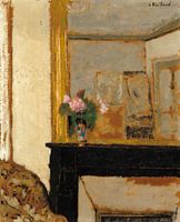Vaas met bloemen op een schoorsteenmantel, Edouard Vuillard