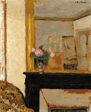 Vaas met bloemen op een schoorsteenmantel, Edouard Vuillard
