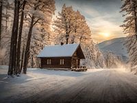 winter road in the woods