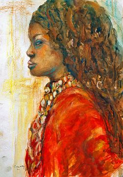 Afrikaanse jonge vrouw . van Ineke de Rijk
