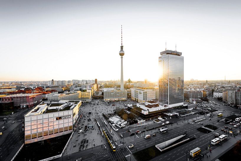 Coucher de soleil sur l'Alexanderplatz de Berlin par Stefan Schäfer