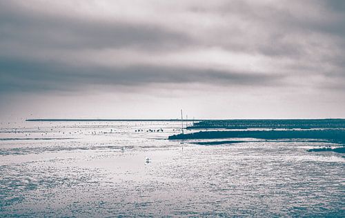 Strand van Cuxhaven aan de Duitse Noordzeekust