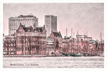 Vintage-Postkarte: Rotterdamer Fährhafen