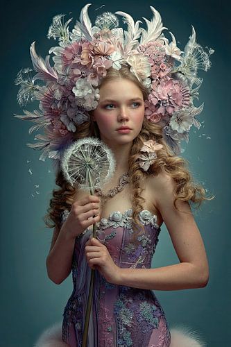 vrouw met bloemen surrealisme paardenbloem