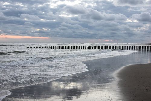 Sunset on beach Westenschouwen