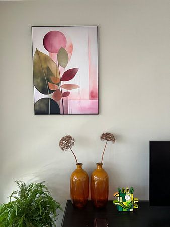 Botanical Abstract Green Pink