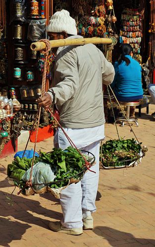 Straatverkoper in Kathmandu, Nepal