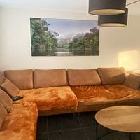 Klantfoto: Surinamerivier bij Awaradam in de mist tijdens zonsopgang. van René Holtslag, als ArtFrame