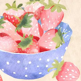 Strawberries in a purple bowl with dots by Kim Karol / Ohkimiko