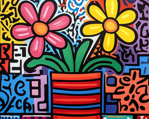 Flower in Jar | Flowers with Watercolour Background by ARTEO Paintings