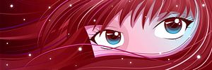 Yeux rouges d'anime sur Mixed media vector arts