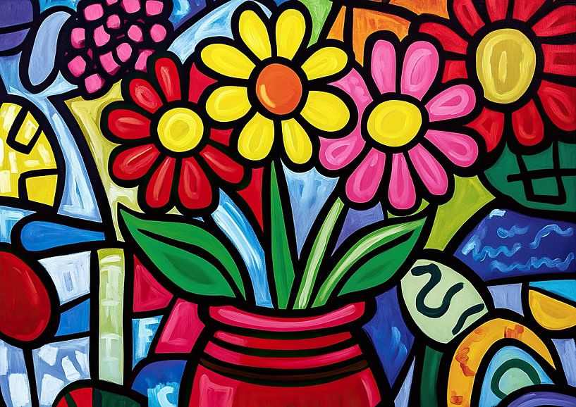 Blumen Vase | Blumen in Vase von ARTEO Gemälde
